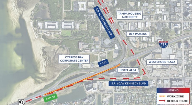 Northbound I-275 Exit 39 Ramp to SR 60 West and SR 589 North Closing Nightly